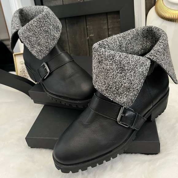 SPLENDID Black Karyln LL2312 Moto Motorcycle Leather Sherpa lined fold down 10 - Picture 5 of 16